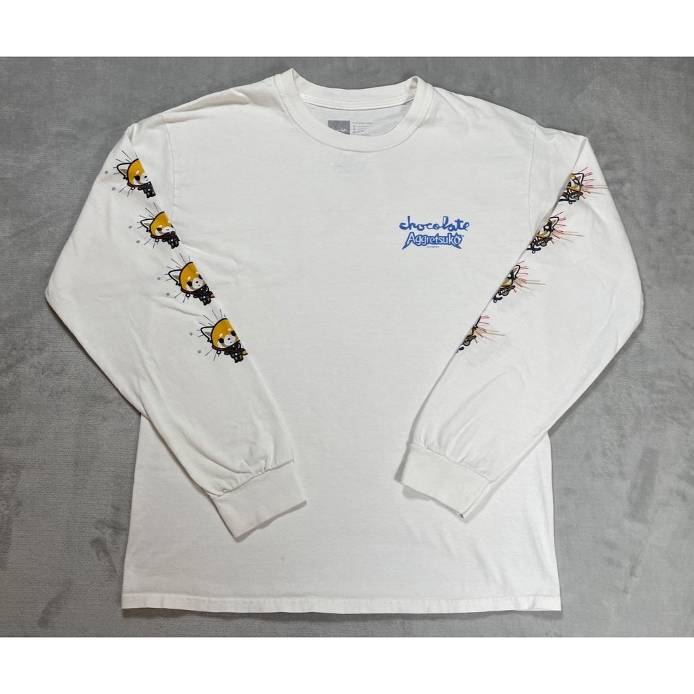 Chocolate Skateboards x Sanrio Agretsuko Long Sleeve Shirt Men's M White Anime